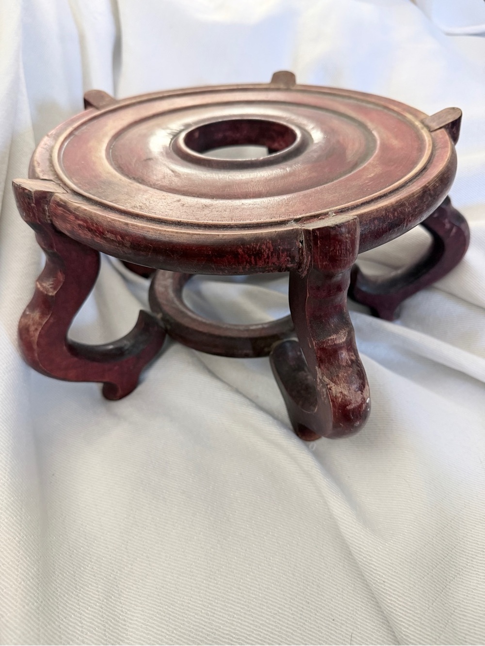 Vintage Chinese Carved Wooden Display Stand 10 inch x 6.5 inch